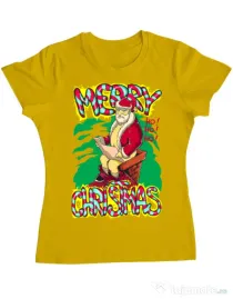 Tricou ADLER dama Naughty Santa Galben