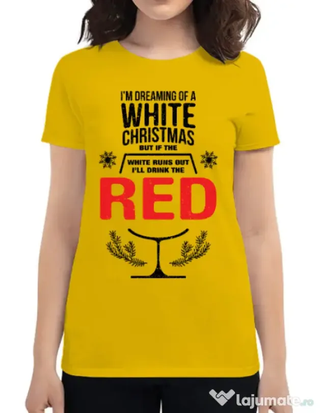Tricou ADLER dama White Christmas Galben