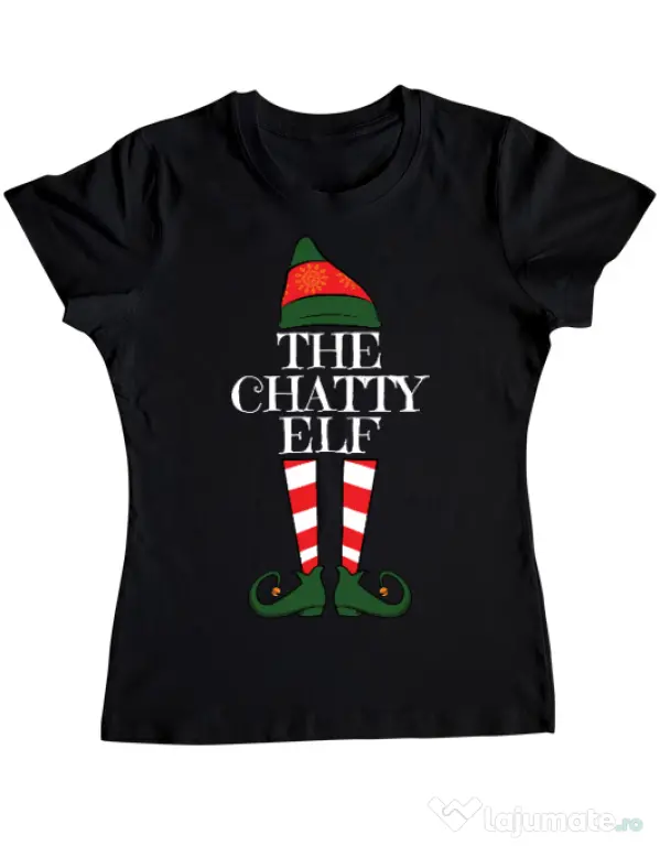 Tricou ADLER dama The chatty elf Negru