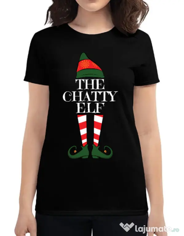 Tricou ADLER dama The chatty elf Negru