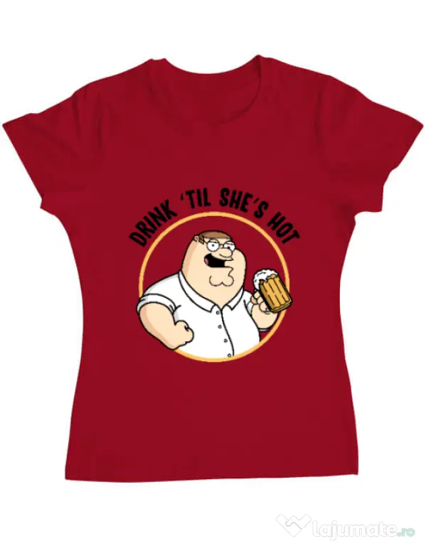 Tricou ADLER dama Drink til she is hot Rosu