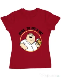 Tricou ADLER dama Drink til she is hot Rosu