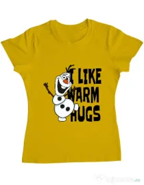 Tricou ADLER dama I like warm hugs Galben