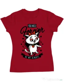 Tricou ADLER dama Forever my always Rosu