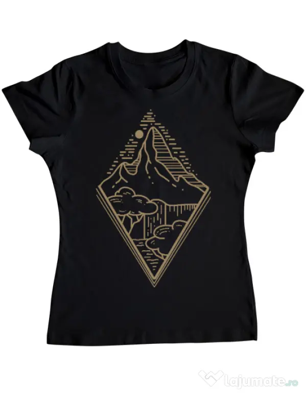 Tricou ADLER dama Mountain waterfall Negru