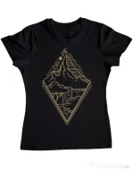Tricou ADLER dama Mountain waterfall Negru