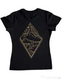 Tricou ADLER dama Mountain waterfall Negru