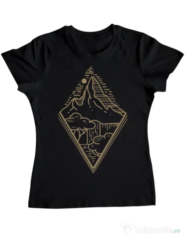 Tricou ADLER dama Mountain waterfall Negru