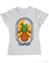 Tricou ADLER dama Tropical vibes Alb
