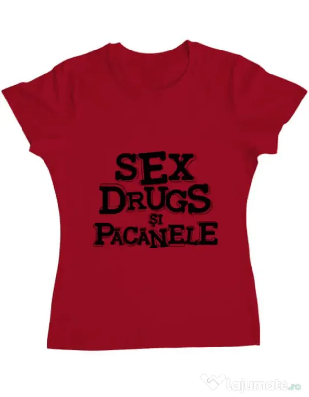 Tricou ADLER dama Sex, drugs si pacanele Rosu