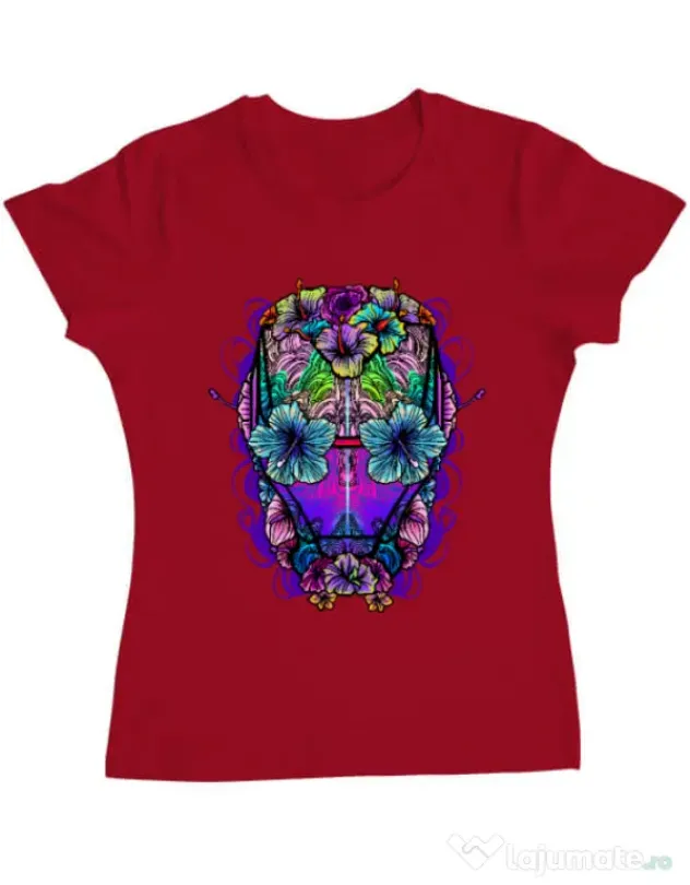 Tricou ADLER dama Flower helmet Rosu