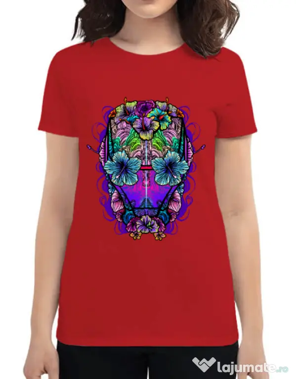 Tricou ADLER dama Flower helmet Rosu