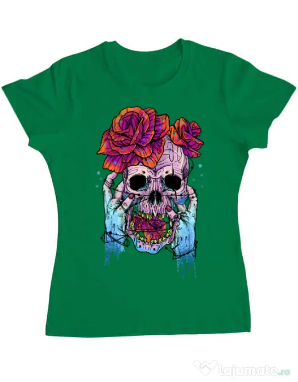 Tricou ADLER dama Hand skull Verde mediu