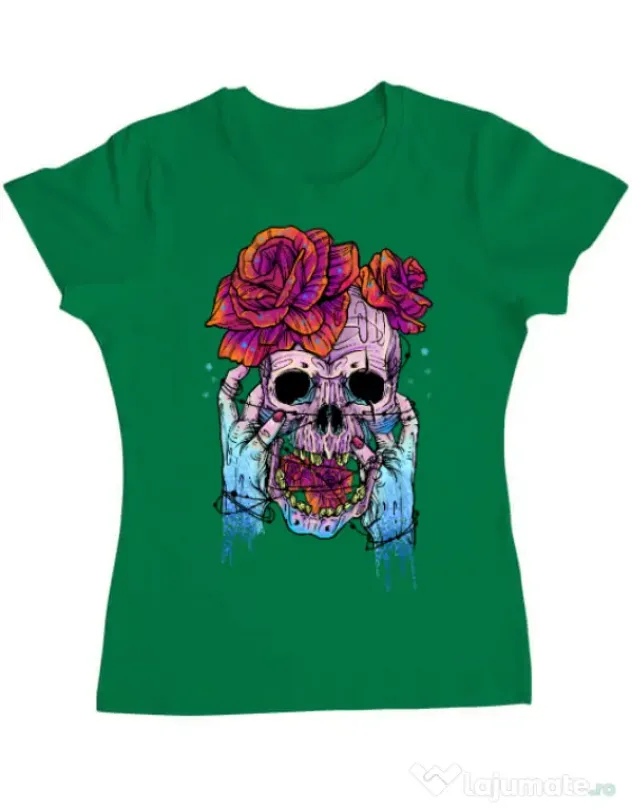 Tricou ADLER dama Hand skull Verde mediu