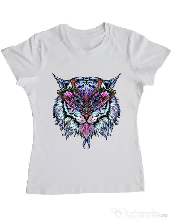 Tricou ADLER dama Tiger buterfly Alb