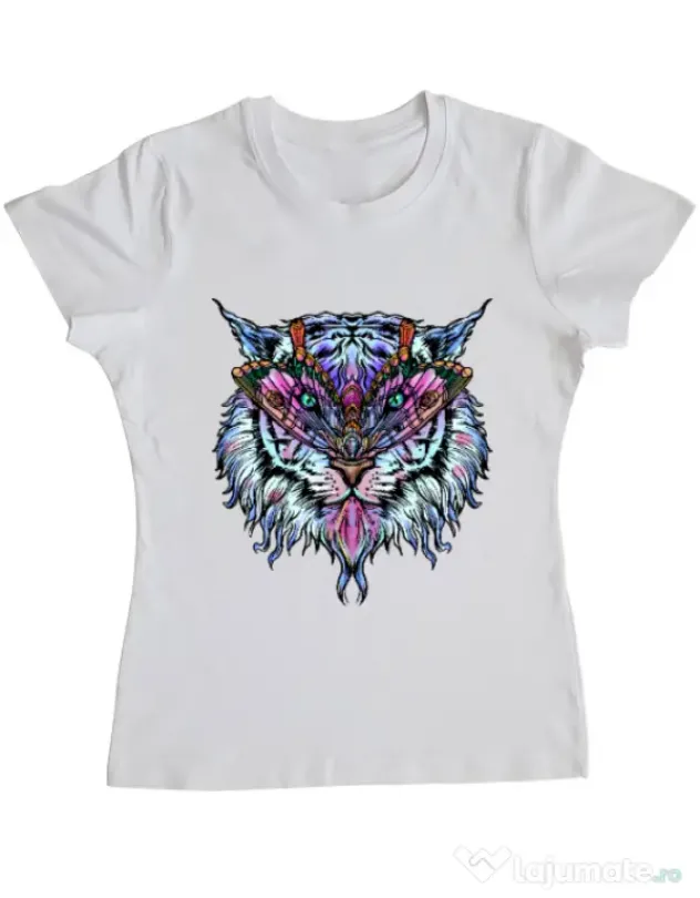 Tricou ADLER dama Tiger buterfly Alb