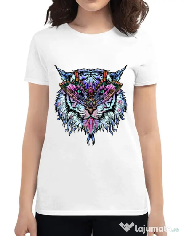 Tricou ADLER dama Tiger buterfly Alb