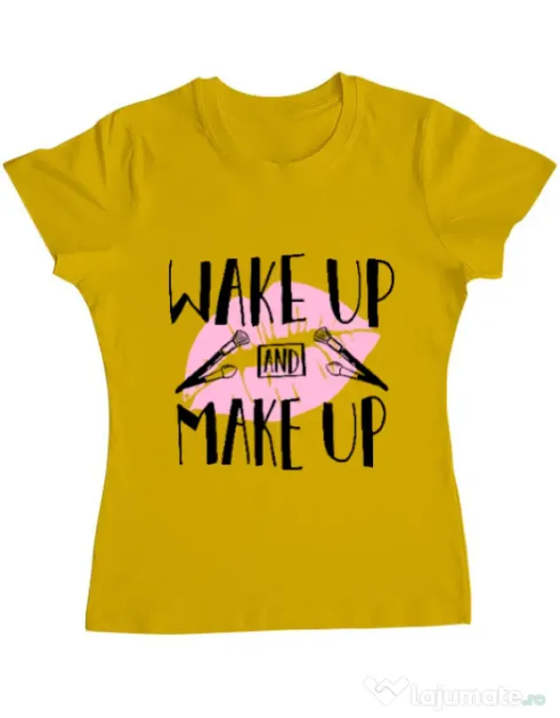 Tricou ADLER dama Wake up and make up Galben