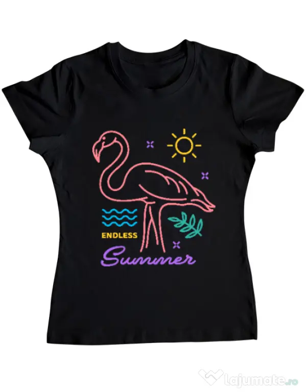 Tricou ADLER dama Flamingo endless summer Negru