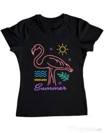 Tricou ADLER dama Flamingo endless summer Negru