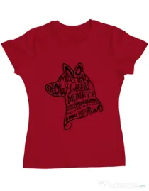 Tricou ADLER dama A Dog Makes You Rich Rosu