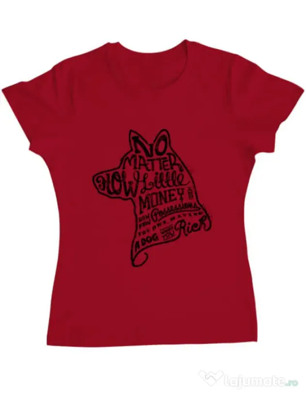 Tricou ADLER dama A Dog Makes You Rich Rosu