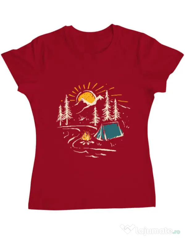 Tricou ADLER dama Camping Rosu