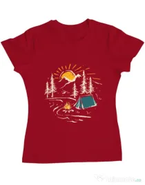 Tricou ADLER dama Camping Rosu