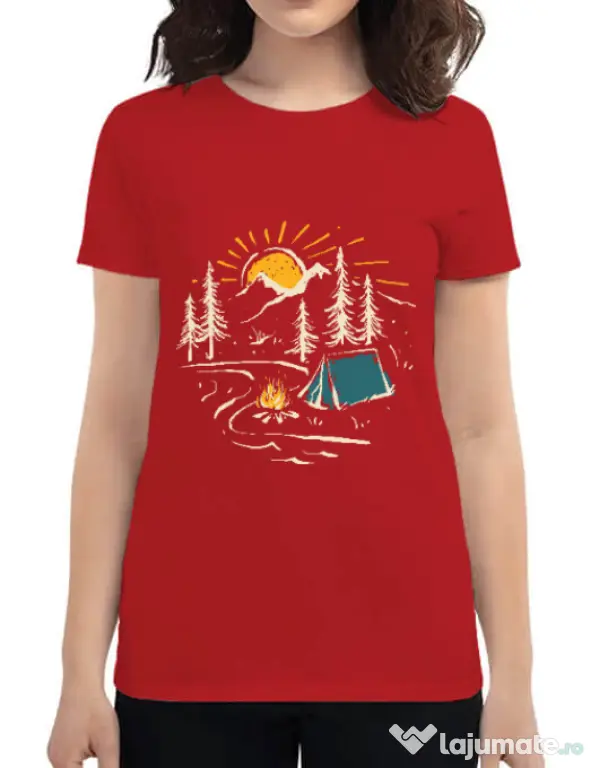 Tricou ADLER dama Camping Rosu