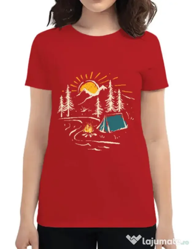 Tricou ADLER dama Camping Rosu