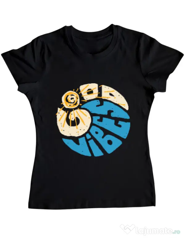 Tricou ADLER dama Good vibes and wave Negru
