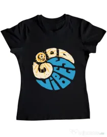 Tricou ADLER dama Good vibes and wave Negru