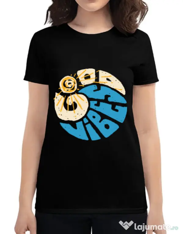 Tricou ADLER dama Good vibes and wave Negru