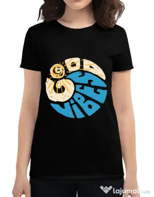 Tricou ADLER dama Good vibes and wave Negru