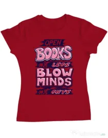 Tricou ADLER dama Open books Rosu