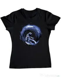 Tricou ADLER dama Surfing in space Negru