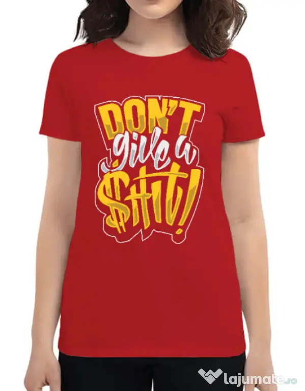 Tricou ADLER dama Don't give a shit Rosu