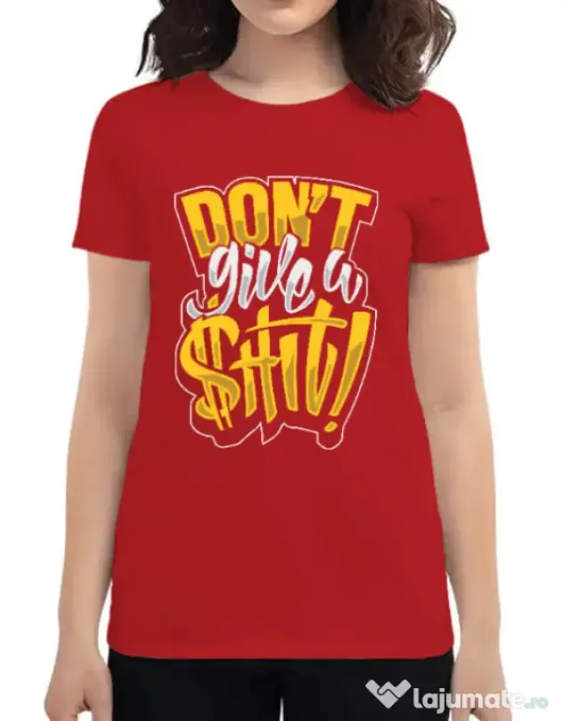 Tricou ADLER dama Don't give a shit Rosu