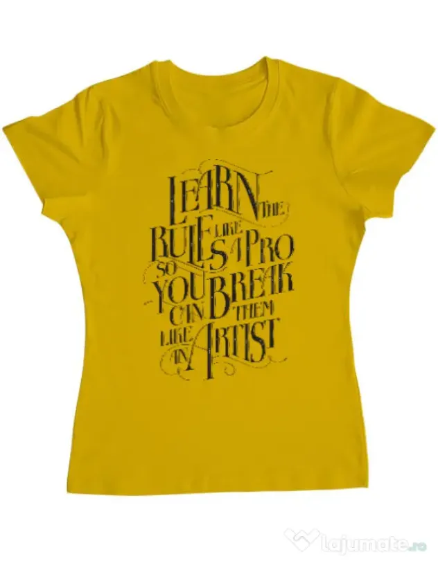 Tricou ADLER dama Learn the rules Galben