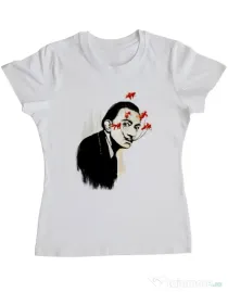 Tricou ADLER dama Lift that moustache Alb