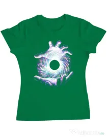 Tricou ADLER dama A hole in my hand Verde mediu