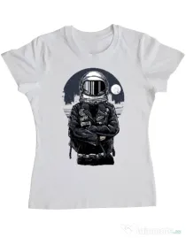 Tricou ADLER dama Astronaut rebel Alb