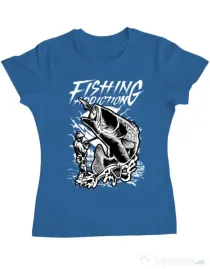 Tricou ADLER dama Fishing addiction Albastru azuriu
