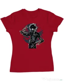 Tricou ADLER dama Gas mask scissor Rosu