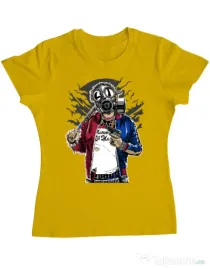 Tricou ADLER dama Suicide gas mask Galben