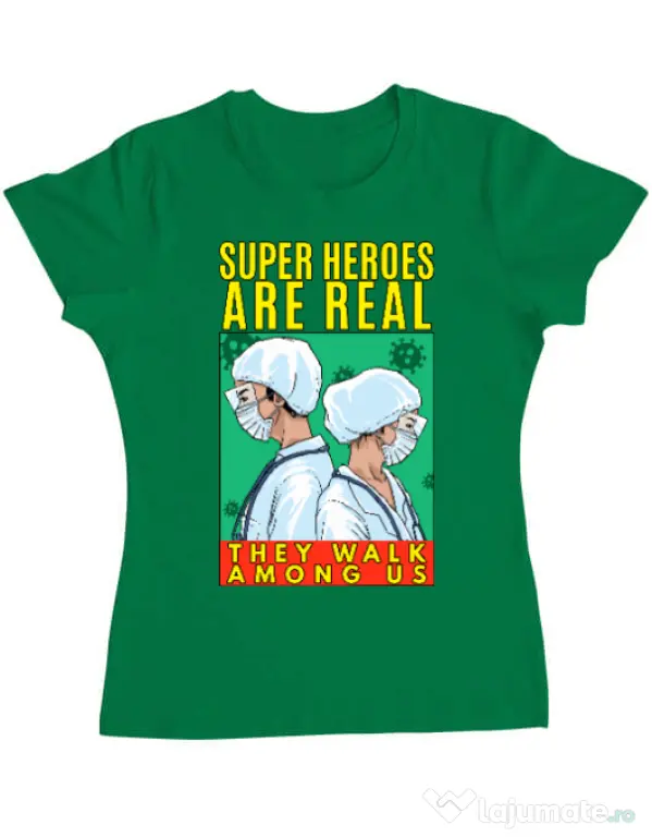 Tricou ADLER dama Real super heroes Verde mediu