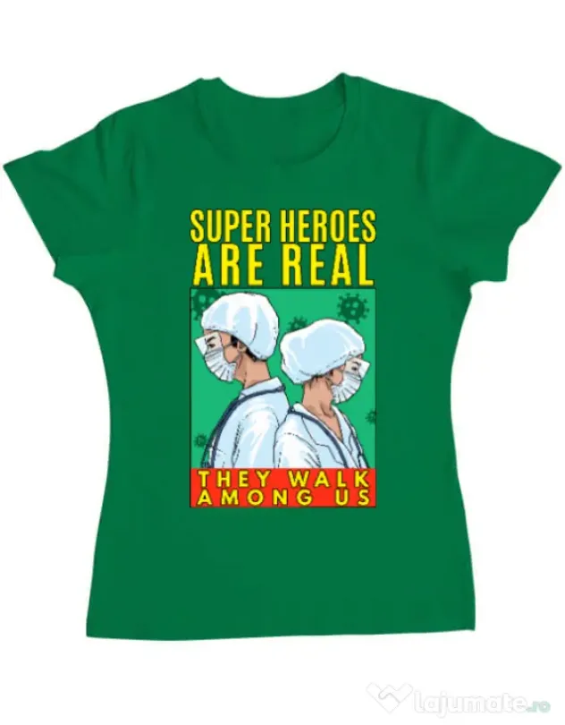 Tricou ADLER dama Real super heroes Verde mediu