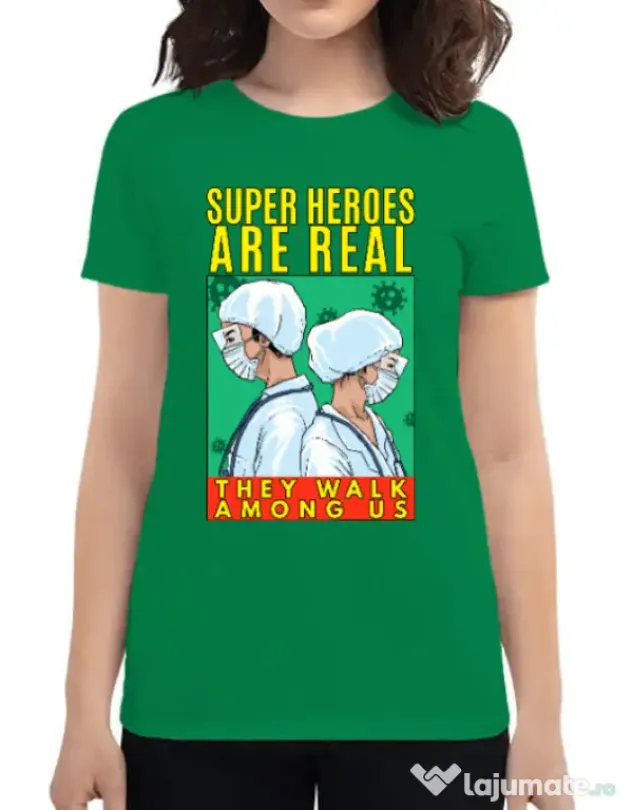 Tricou ADLER dama Real super heroes Verde mediu