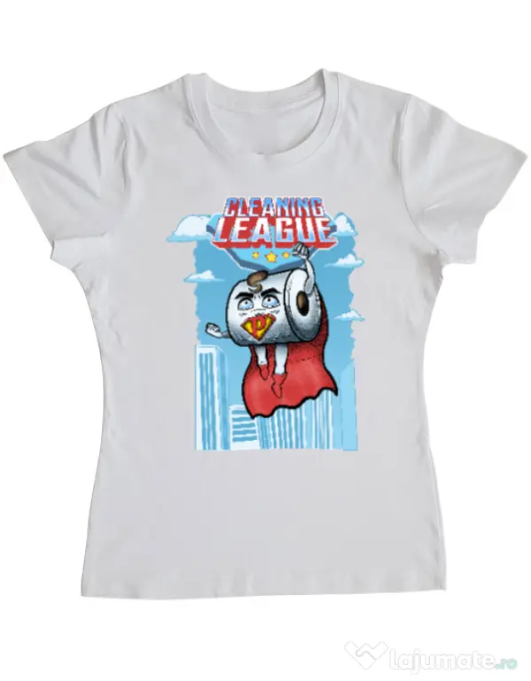 Tricou ADLER dama Cleaning league toilet paper Alb