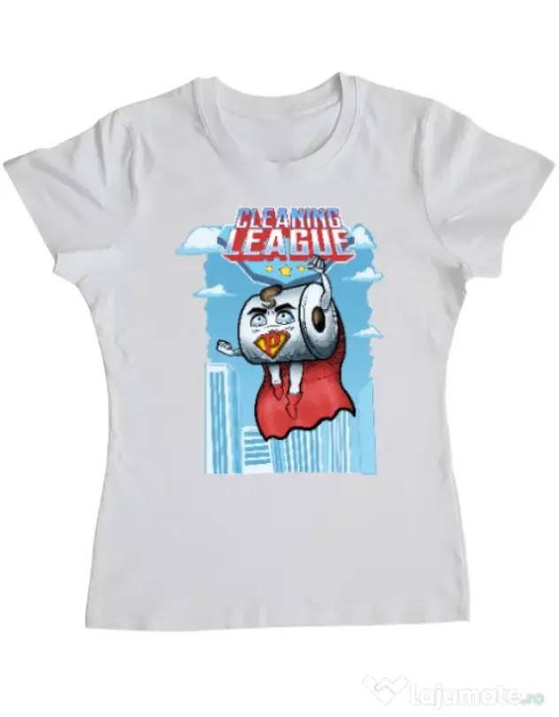 Tricou ADLER dama Cleaning league toilet paper Alb